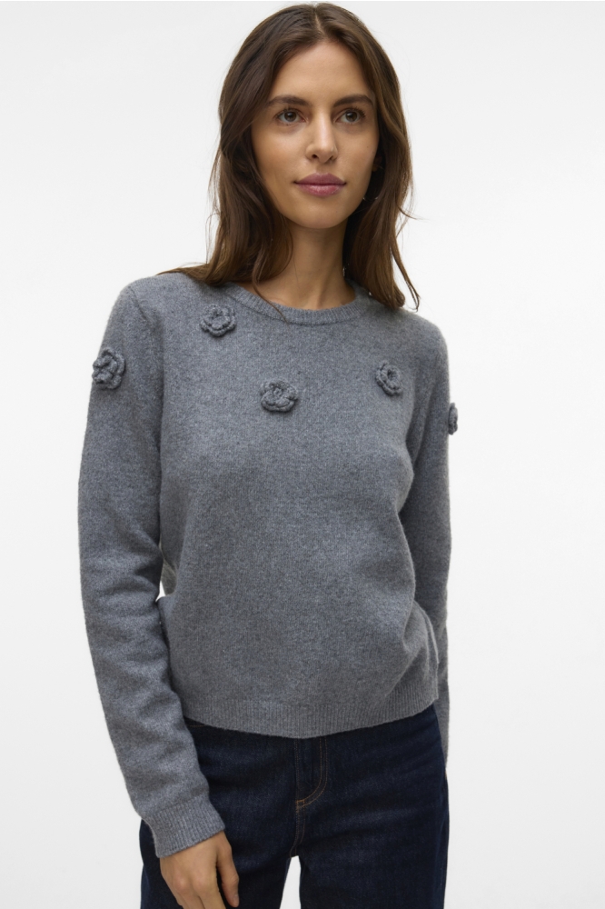 VMROSE LS O-NECK PULLOVER BOO 10331434 MEDIUM GREY MELANGE